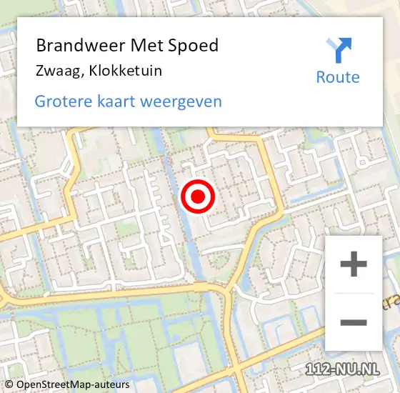 Locatie op kaart van de 112 melding: Brandweer Met Spoed Naar Zwaag, Klokketuin op 4 december 2019 17:31