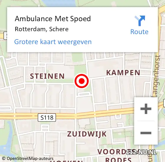 Locatie op kaart van de 112 melding: Ambulance Met Spoed Naar Rotterdam, Schere op 4 december 2019 18:49