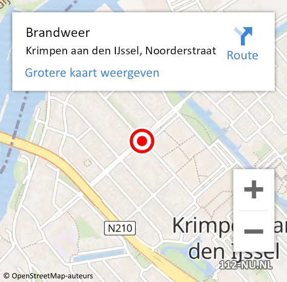 Locatie op kaart van de 112 melding: Brandweer Krimpen aan den IJssel, Noorderstraat op 4 december 2019 18:57
