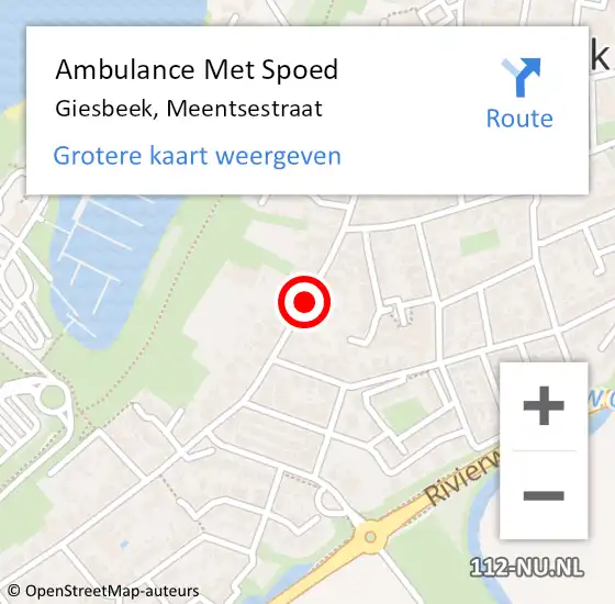 Locatie op kaart van de 112 melding: Ambulance Met Spoed Naar Giesbeek, Meentsestraat op 4 december 2019 19:41