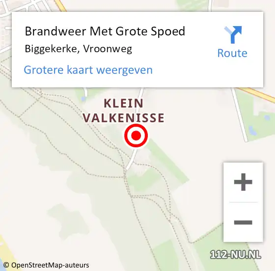 Locatie op kaart van de 112 melding: Brandweer Met Grote Spoed Naar Biggekerke, Vroonweg op 4 december 2019 20:10