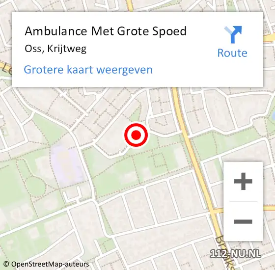 Locatie op kaart van de 112 melding: Ambulance Met Grote Spoed Naar Oss, Krijtweg op 4 december 2019 20:47