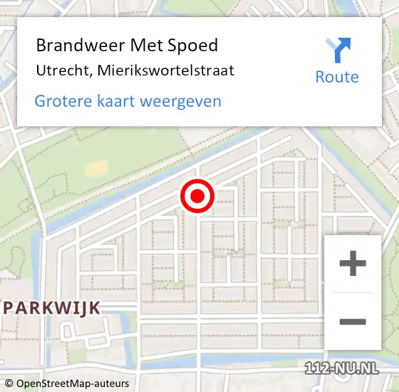 Locatie op kaart van de 112 melding: Brandweer Met Spoed Naar Utrecht, Mierikswortelstraat op 4 december 2019 21:05