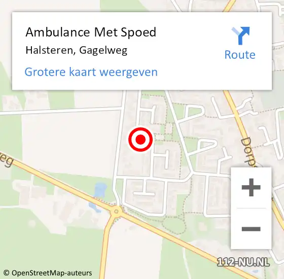 Locatie op kaart van de 112 melding: Ambulance Met Spoed Naar Halsteren, Gagelweg op 4 december 2019 22:25