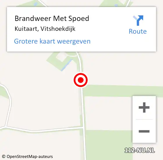 Locatie op kaart van de 112 melding: Brandweer Met Spoed Naar Kuitaart, Vitshoekdijk op 4 december 2019 22:52