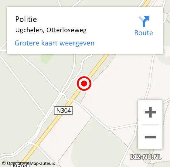 Locatie op kaart van de 112 melding: Politie Ugchelen, Otterloseweg op 4 december 2019 23:02