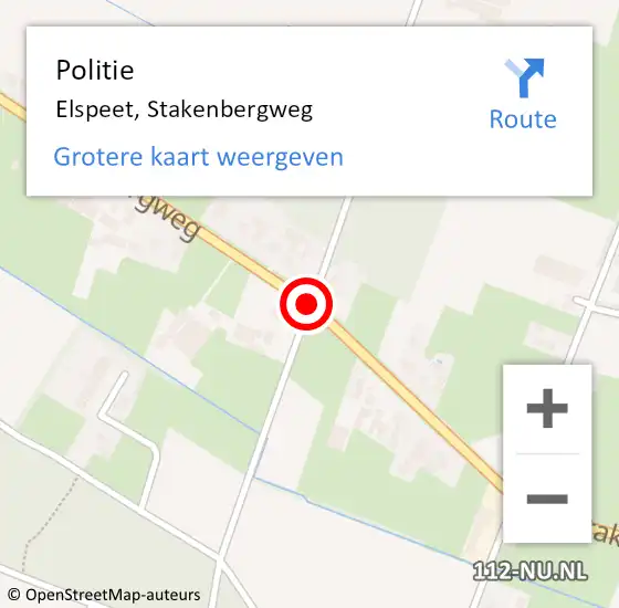 Locatie op kaart van de 112 melding: Politie Elspeet, Stakenbergweg op 5 december 2019 00:07