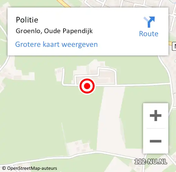 Locatie op kaart van de 112 melding: Politie Groenlo, Oude Papendijk op 5 december 2019 00:15