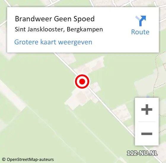 Locatie op kaart van de 112 melding: Brandweer Geen Spoed Naar Sint Jansklooster, Bergkampen op 21 april 2014 22:43