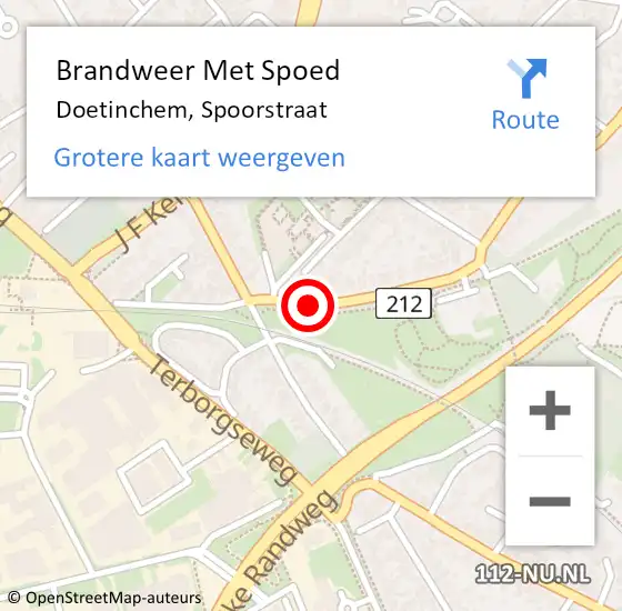 Locatie op kaart van de 112 melding: Brandweer Met Spoed Naar Doetinchem, Spoorstraat op 5 december 2019 07:49