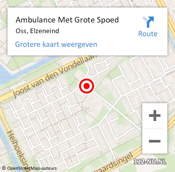 Locatie op kaart van de 112 melding: Ambulance Met Grote Spoed Naar Oss, Elzeneind op 5 december 2019 07:57