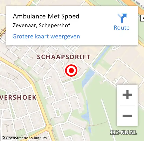 Locatie op kaart van de 112 melding: Ambulance Met Spoed Naar Zevenaar, Schepershof op 5 december 2019 08:53