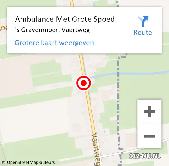Locatie op kaart van de 112 melding: Ambulance Met Grote Spoed Naar 's Gravenmoer, Vaartweg op 5 december 2019 09:02