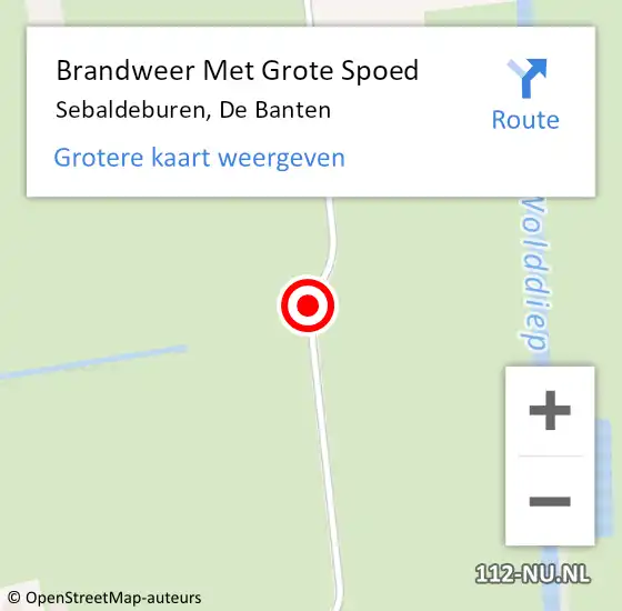 Locatie op kaart van de 112 melding: Brandweer Met Grote Spoed Naar Sebaldeburen, De Banten op 5 december 2019 10:06