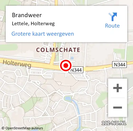 Locatie op kaart van de 112 melding: Brandweer Lettele, Holterweg op 5 december 2019 10:50