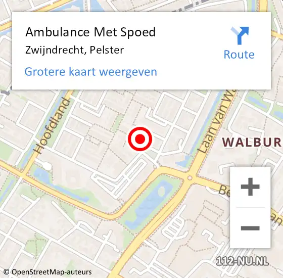 Locatie op kaart van de 112 melding: Ambulance Met Spoed Naar Zwijndrecht, Pelster op 21 april 2014 23:48