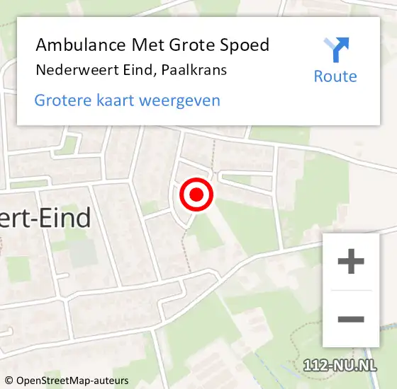 Locatie op kaart van de 112 melding: Ambulance Met Grote Spoed Naar Nederweert Eind, Paalkrans op 21 april 2014 23:51