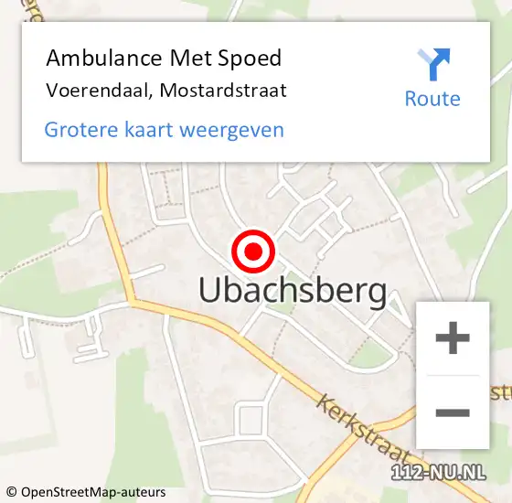 Locatie op kaart van de 112 melding: Ambulance Met Spoed Naar Voerendaal, Mostardstraat op 22 april 2014 00:02