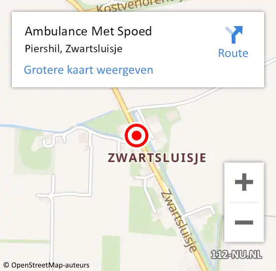 Locatie op kaart van de 112 melding: Ambulance Met Spoed Naar Piershil, Zwartsluisje op 5 december 2019 13:09