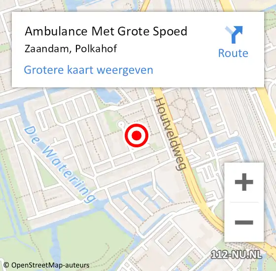 Locatie op kaart van de 112 melding: Ambulance Met Grote Spoed Naar Zaandam, Polkahof op 5 december 2019 13:51