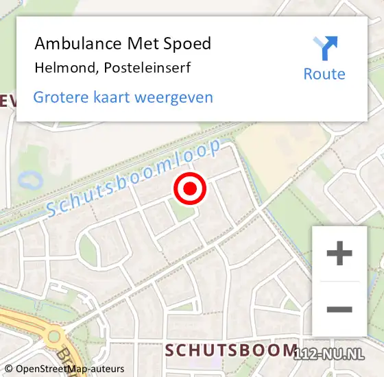 Locatie op kaart van de 112 melding: Ambulance Met Spoed Naar Helmond, Posteleinserf op 5 december 2019 14:03