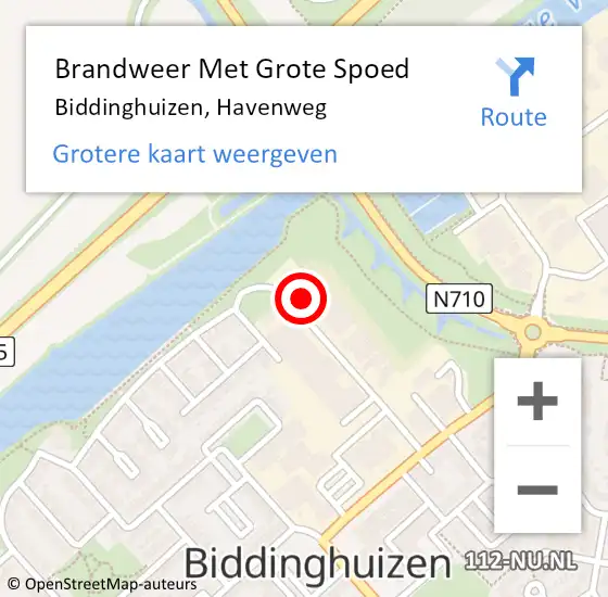 Locatie op kaart van de 112 melding: Brandweer Met Grote Spoed Naar Biddinghuizen, Havenweg op 29 september 2013 15:53