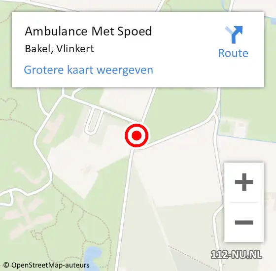 Locatie op kaart van de 112 melding: Ambulance Met Spoed Naar Bakel, Vlinkert op 5 december 2019 14:13