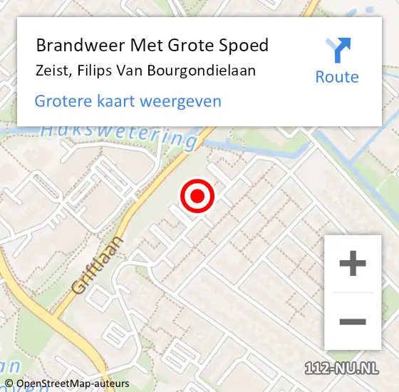 Locatie op kaart van de 112 melding: Brandweer Met Grote Spoed Naar Zeist, Filips Van Bourgondielaan op 5 december 2019 14:31