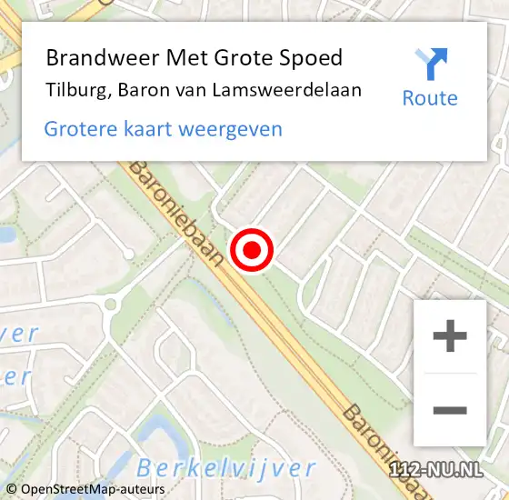 Locatie op kaart van de 112 melding: Brandweer Met Grote Spoed Naar Tilburg, Baron van Lamsweerdelaan op 5 december 2019 15:31