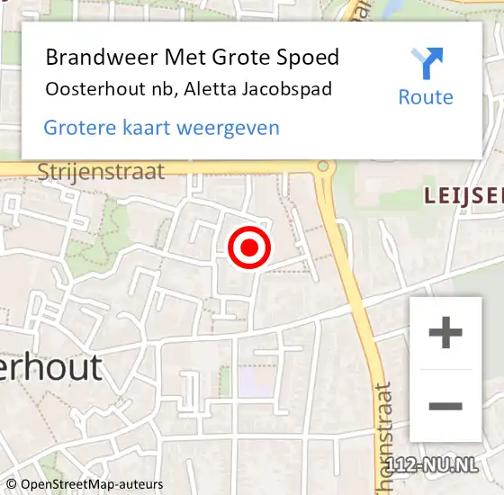 Locatie op kaart van de 112 melding: Brandweer Met Grote Spoed Naar Oosterhout nb, Aletta Jacobspad op 5 december 2019 16:59