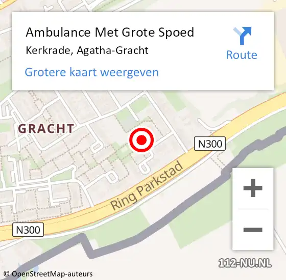 Locatie op kaart van de 112 melding: Ambulance Met Grote Spoed Naar Kerkrade, Agatha-Gracht op 22 april 2014 01:16