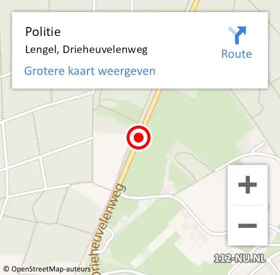 Locatie op kaart van de 112 melding: Politie Lengel, Drieheuvelenweg op 5 december 2019 17:09