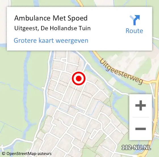 Locatie op kaart van de 112 melding: Ambulance Met Spoed Naar Uitgeest, De Hollandse Tuin op 5 december 2019 17:19