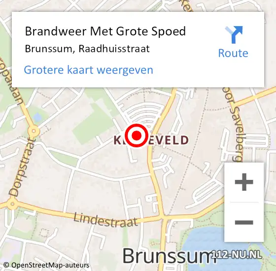 Locatie op kaart van de 112 melding: Brandweer Met Grote Spoed Naar Brunssum, Raadhuisstraat op 5 december 2019 19:57