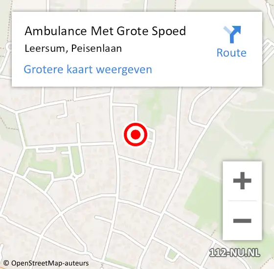 Locatie op kaart van de 112 melding: Ambulance Met Grote Spoed Naar Leersum, Peisenlaan op 5 december 2019 20:53