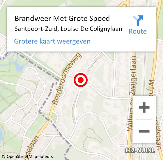 Locatie op kaart van de 112 melding: Brandweer Met Grote Spoed Naar Santpoort-Zuid, Louise De Colignylaan op 5 december 2019 21:02