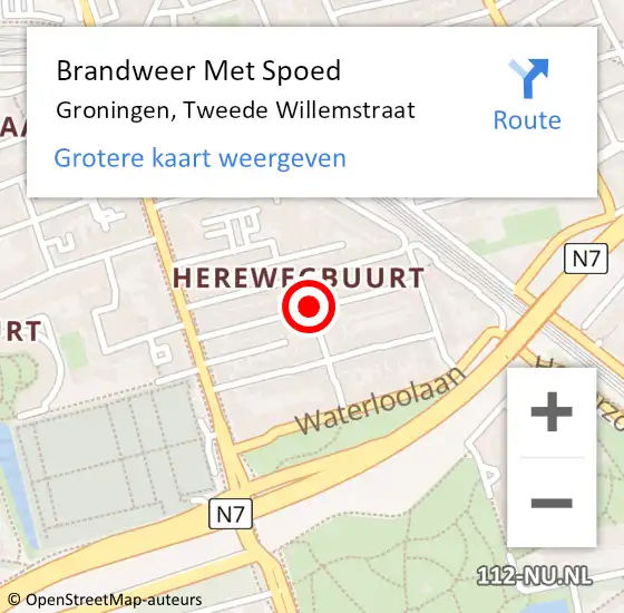 Locatie op kaart van de 112 melding: Brandweer Met Spoed Naar Groningen, Tweede Willemstraat op 5 december 2019 22:02