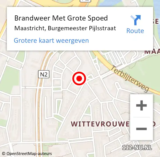 Locatie op kaart van de 112 melding: Brandweer Met Grote Spoed Naar Maastricht, Burgemeester Pijlsstraat op 5 december 2019 22:05