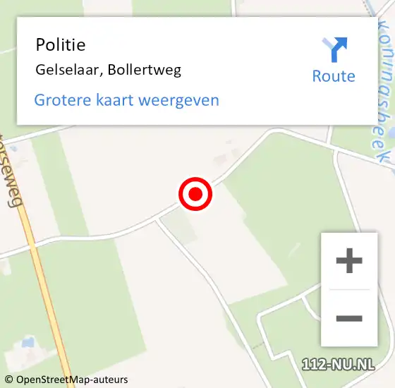 Locatie op kaart van de 112 melding: Politie Gelselaar, Bollertweg op 5 december 2019 22:08