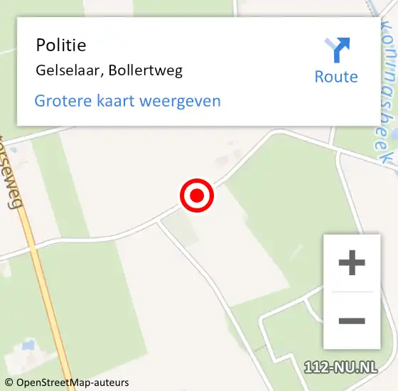 Locatie op kaart van de 112 melding: Politie Gelselaar, Bollertweg op 5 december 2019 22:09