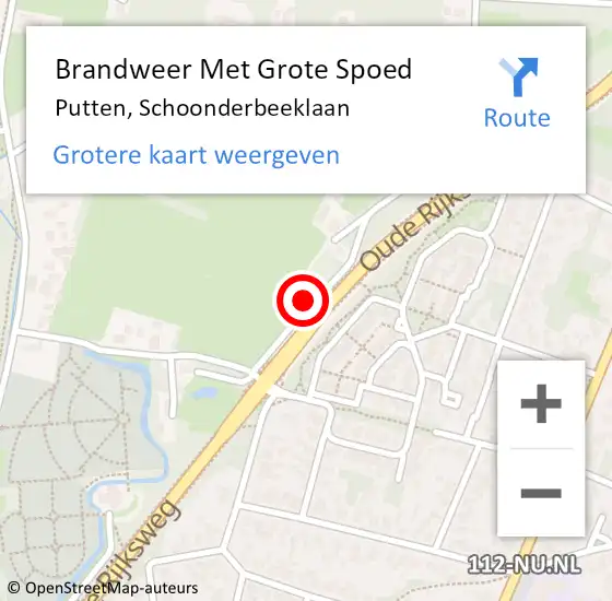 Locatie op kaart van de 112 melding: Brandweer Met Grote Spoed Naar Putten, Schoonderbeeklaan op 5 december 2019 22:32