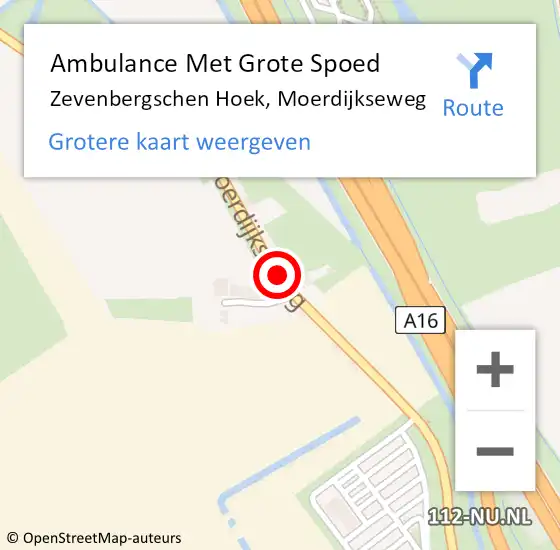 Locatie op kaart van de 112 melding: Ambulance Met Grote Spoed Naar Zevenbergschen Hoek, Moerdijkseweg op 5 december 2019 22:41