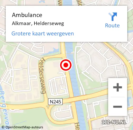 Locatie op kaart van de 112 melding: Ambulance Alkmaar, Helderseweg op 5 december 2019 23:34