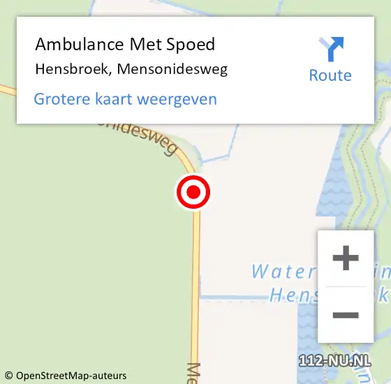 Locatie op kaart van de 112 melding: Ambulance Met Spoed Naar Hensbroek, Mensonidesweg op 6 december 2019 00:05