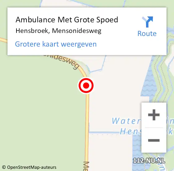 Locatie op kaart van de 112 melding: Ambulance Met Grote Spoed Naar Hensbroek, Mensonidesweg op 6 december 2019 00:40