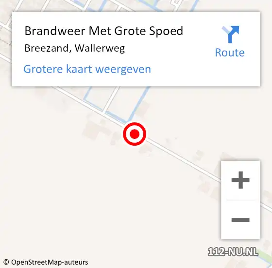 Locatie op kaart van de 112 melding: Brandweer Met Grote Spoed Naar Breezand, Wallerweg op 6 december 2019 02:44