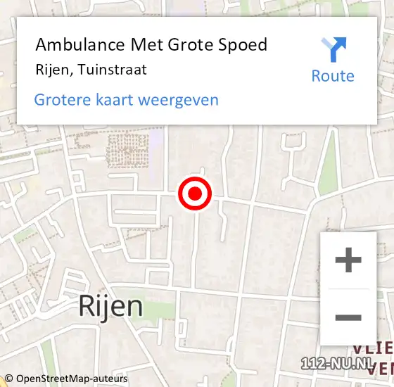 Locatie op kaart van de 112 melding: Ambulance Met Grote Spoed Naar Rijen, Tuinstraat op 6 december 2019 03:39