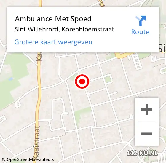 Locatie op kaart van de 112 melding: Ambulance Met Spoed Naar Sint Willebrord, Korenbloemstraat op 6 december 2019 06:28