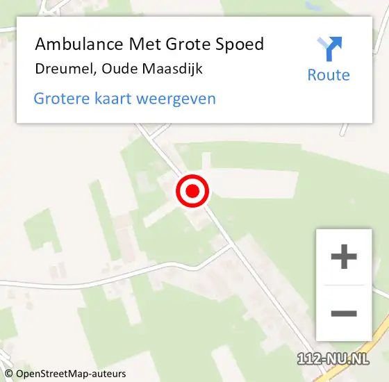 Locatie op kaart van de 112 melding: Ambulance Met Grote Spoed Naar Dreumel, Oude Maasdijk op 6 december 2019 07:04