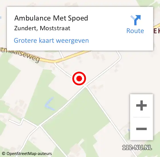 Locatie op kaart van de 112 melding: Ambulance Met Spoed Naar Zundert, Moststraat op 22 april 2014 04:26